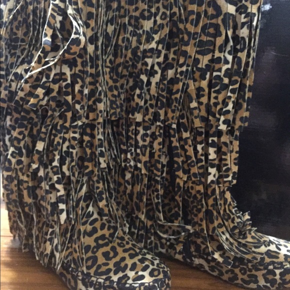 5.5 available. Leopard print fringe tall boots. - Picture 6 of 9